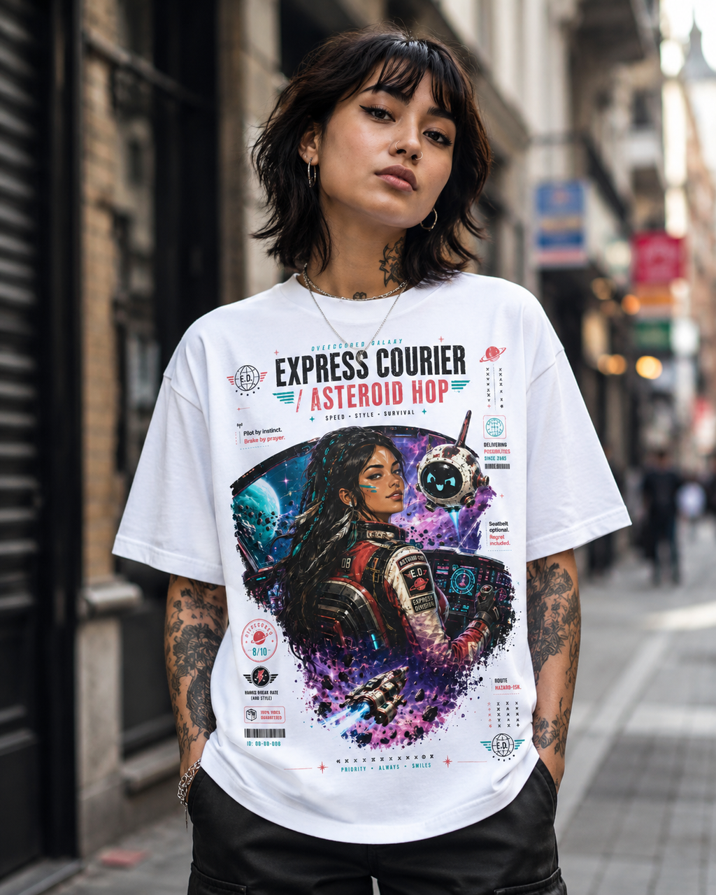 Express Courier Asteroid Hop Sci-Fi Graphic Tee