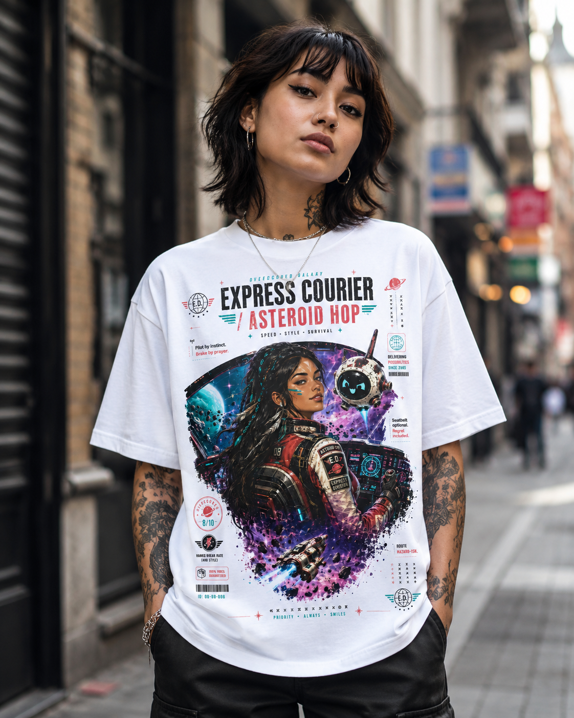 Express Courier Asteroid Hop Sci-Fi Graphic Tee